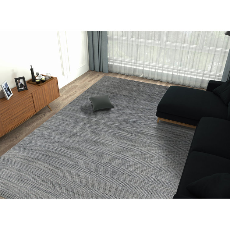 Elegant Silver 8' x 10' Hand-Knotted Wool & Viscose Area Rug