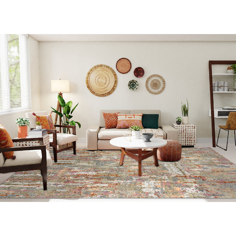 Serena Hand-Knotted Gray Abstract Wool-Viscose Rug, 10'x14'