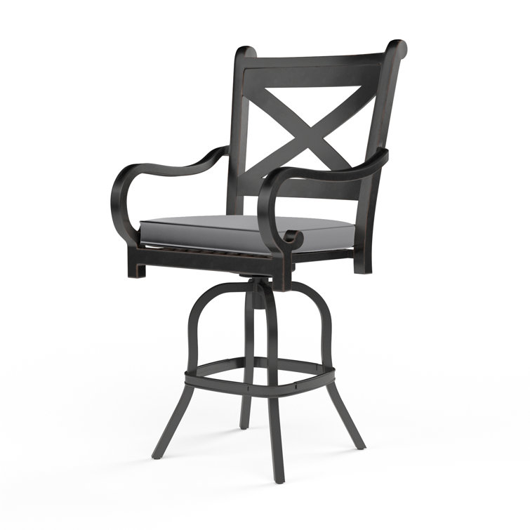Monterey Copper Finish Aluminum Bar Stool with Gray Cushions