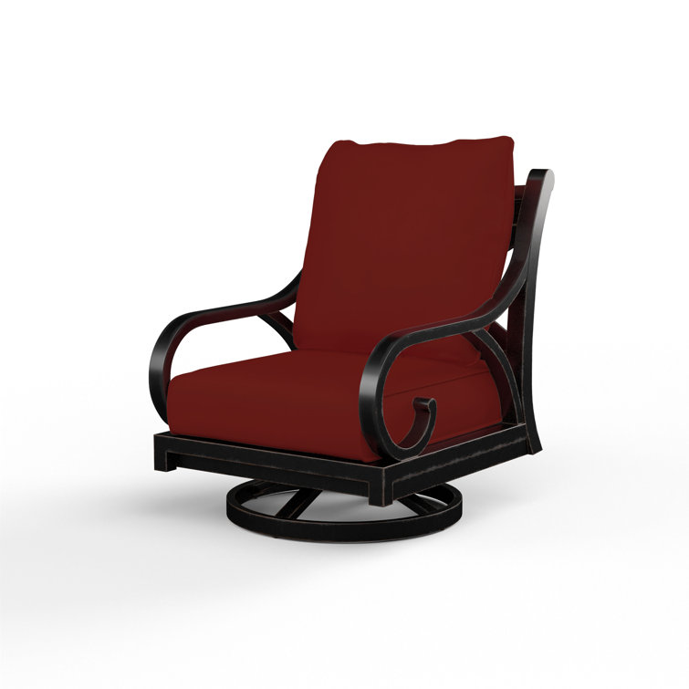 Copper Aluminum Swivel Patio Chair with Henna Cushions
