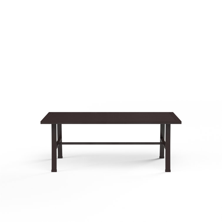 Espresso Aluminum Outdoor Rectangular Coffee Table with Flared Legs