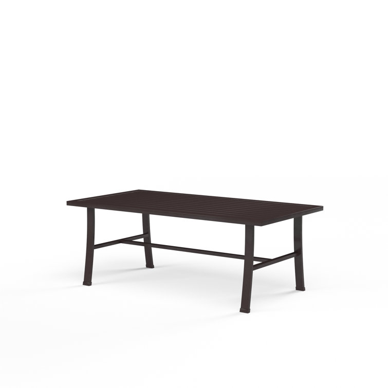 Espresso Aluminum Outdoor Rectangular Coffee Table with Flared Legs