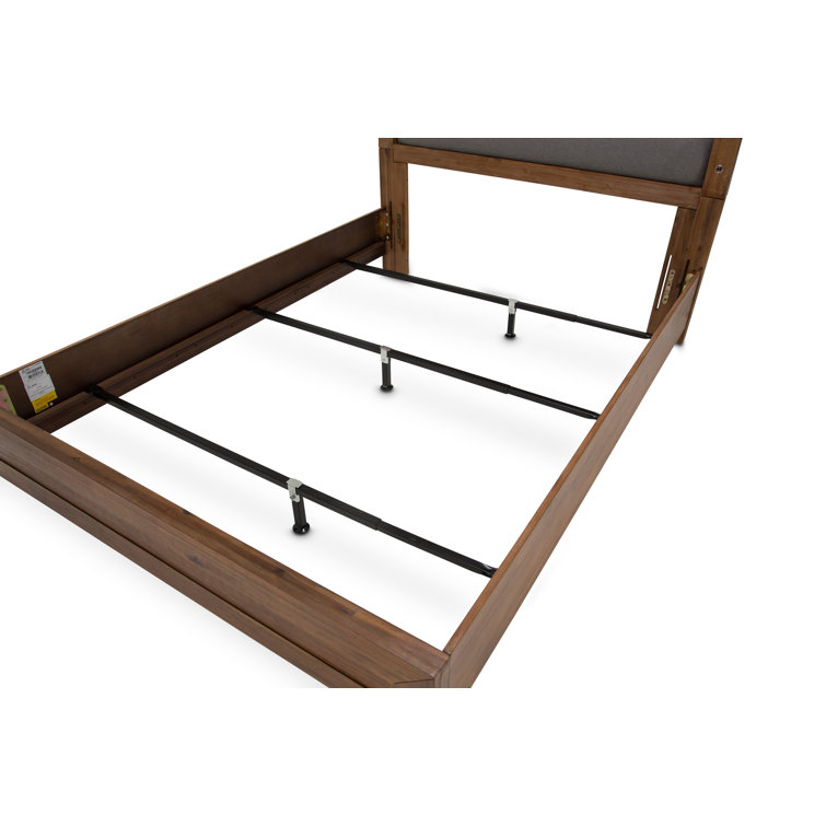 King Gray Upholstered Panel Bed with Acacia Wood Frame