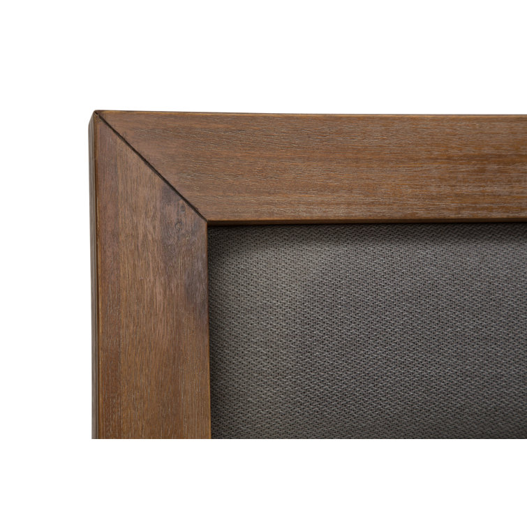 King Gray Upholstered Panel Bed with Acacia Wood Frame