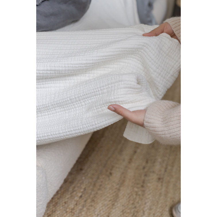 Chatham Queen Cream Cotton Plain Weave Coverlet