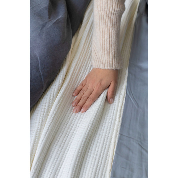 Chatham Queen Cream Cotton Plain Weave Coverlet