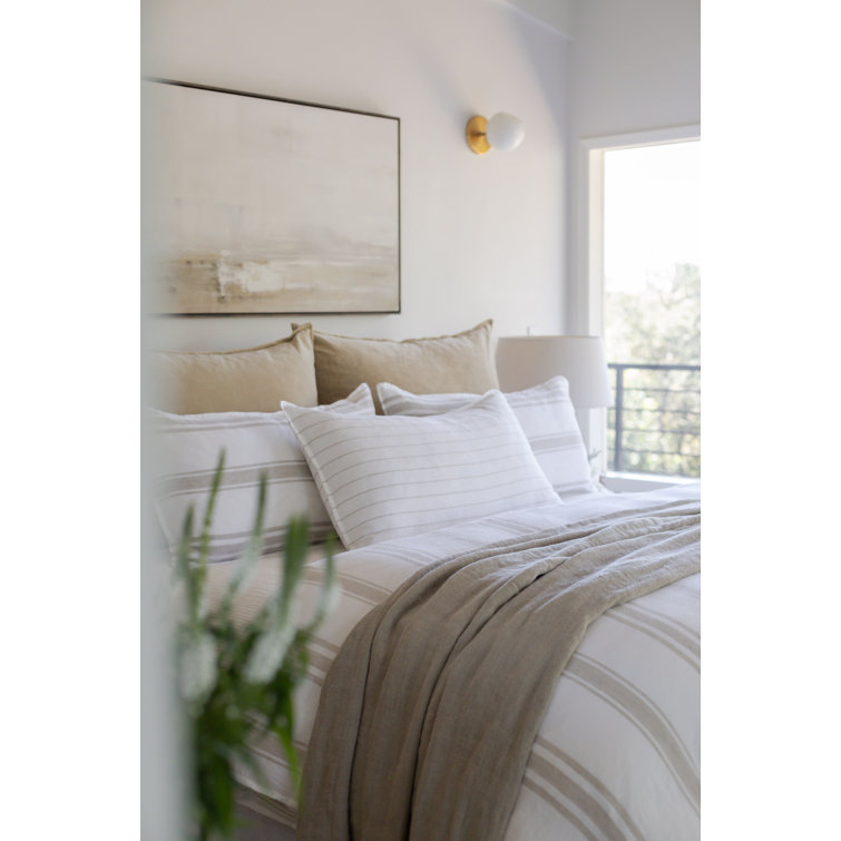 Natural Linen Knitted Throw Blanket with Fringe