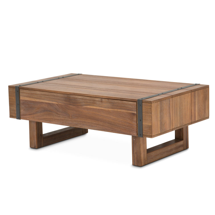 Brooklyn Walk Burnt Umber Solid Wood Rectangular Coffee Table with Storage