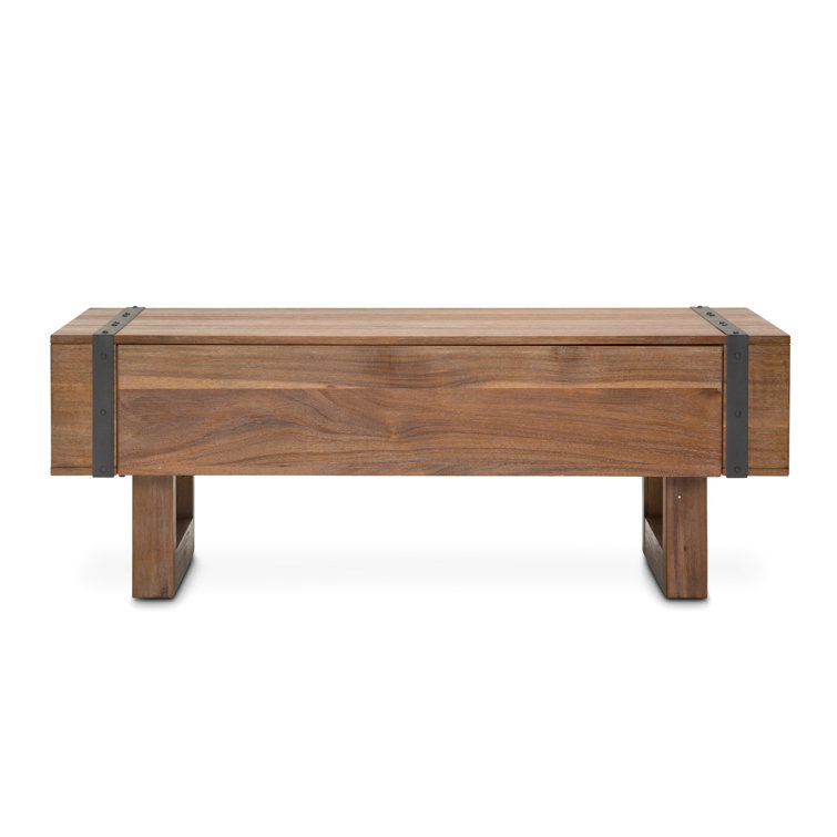 Brooklyn Walk Burnt Umber Solid Wood Rectangular Coffee Table with Storage