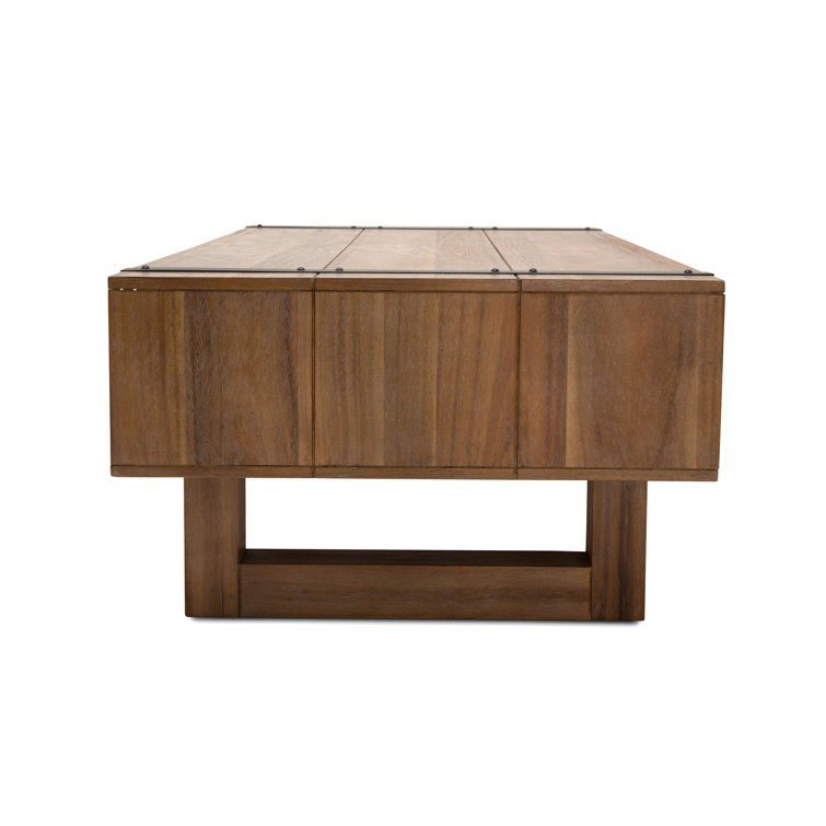 Brooklyn Walk Burnt Umber Solid Wood Rectangular Coffee Table with Storage