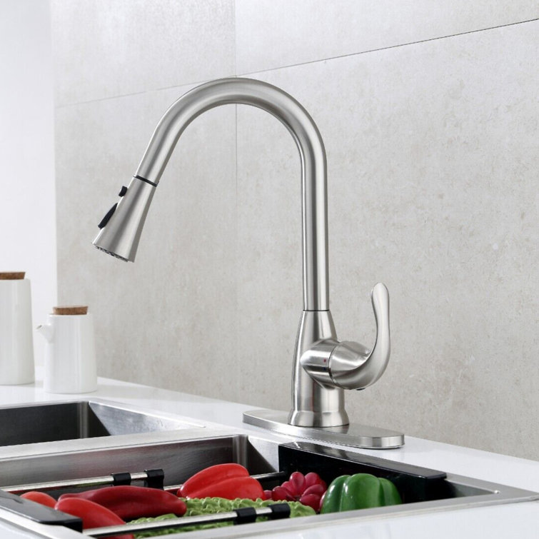 Brushed Nickel Single Handle Kitchen Faucet with Pull-out Spray