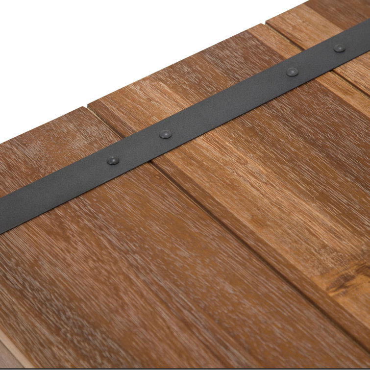 Burnt Umber Wood Square End Table with Gunmetal Accents