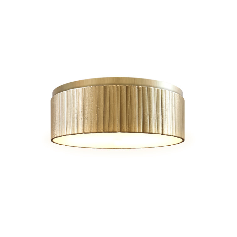 Vintage Brass and Frosted Glass LED Drum Flush Mount