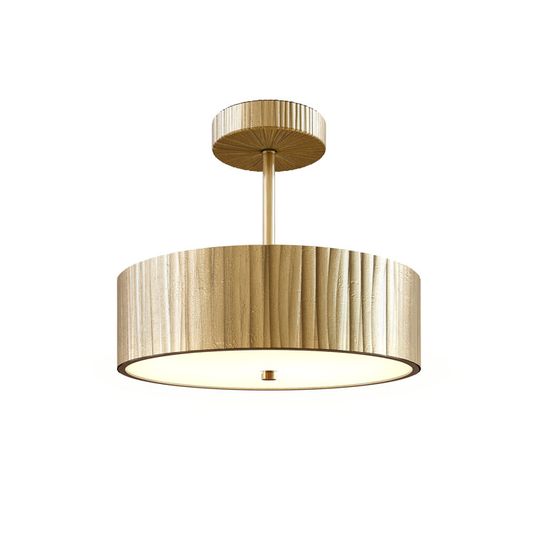 Kensington 12" Vintage Brass and Glass Drum LED Light
