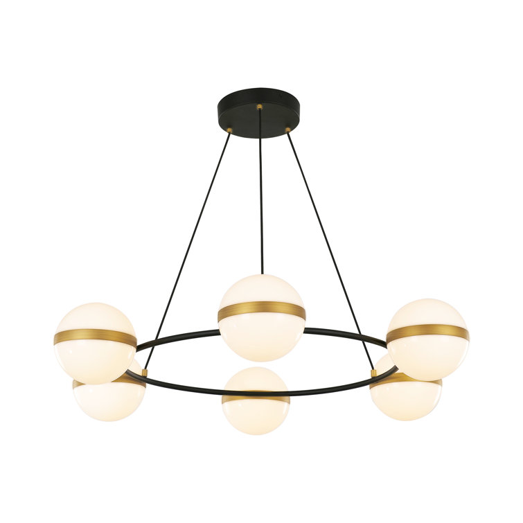 Matte Black and Brushed Gold 36" LED Chandelier