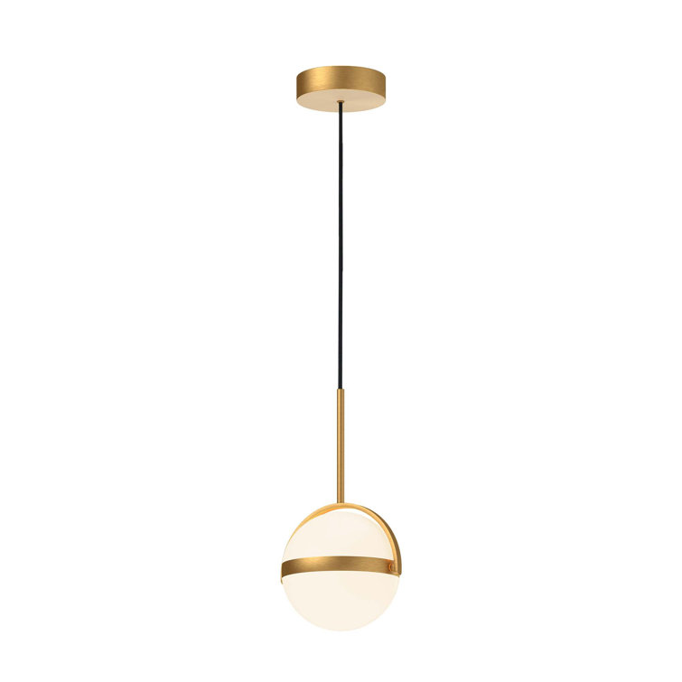 Brushed Gold Globe LED Pendant Light with Aluminum Band