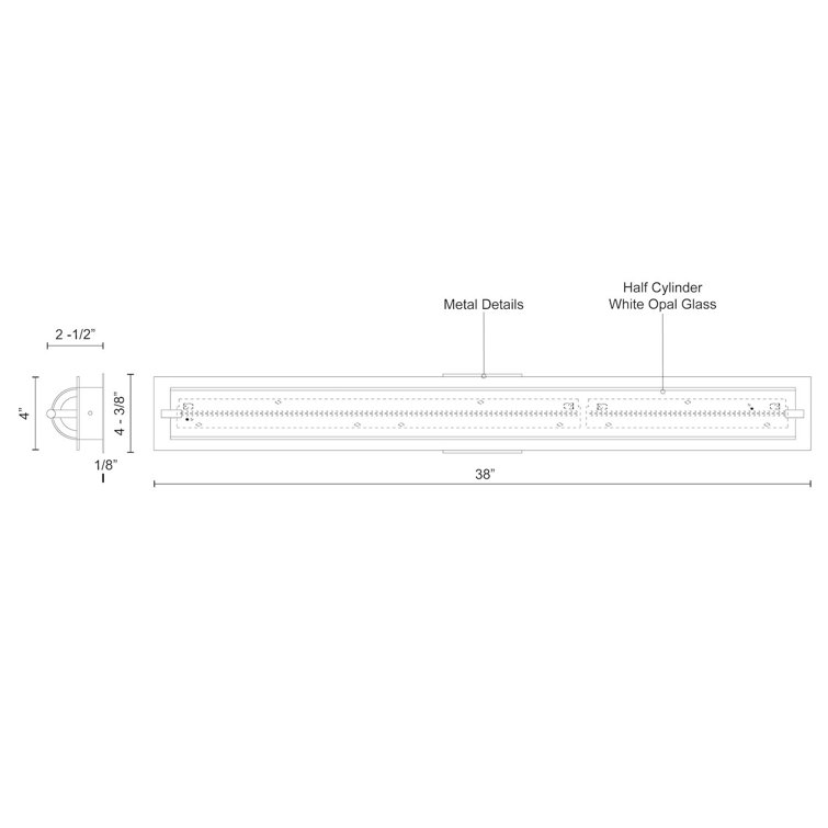 Black Dimmable LED Vanity Light with Opal Glass