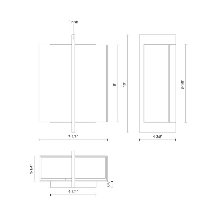 Black Rectangular Dimmable LED Wall Sconce