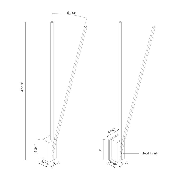 Brushed Nickel 47.25" Dimmable LED Wall Sconce