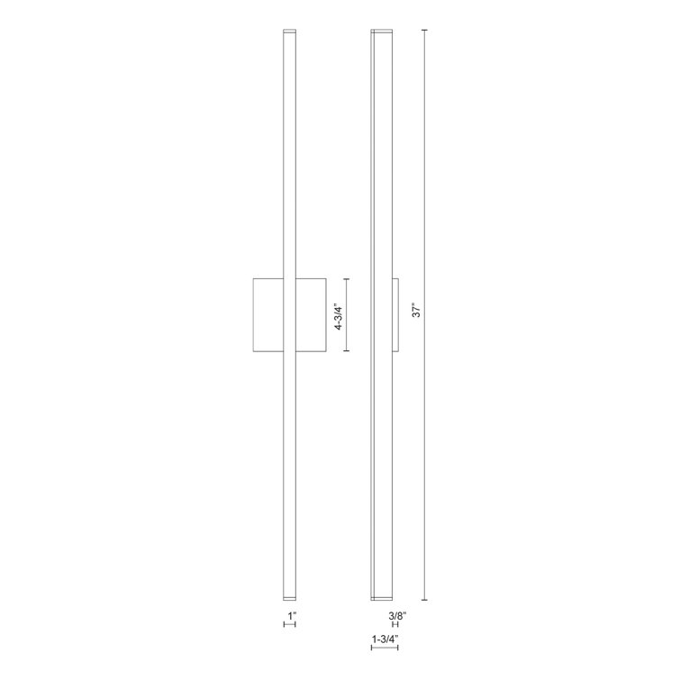 Vega 37" White Aluminum LED Dimmable Wallchiere