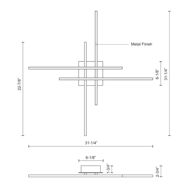 Black Brushed Nickel 31.25" LED Flush Mount Ceiling Light