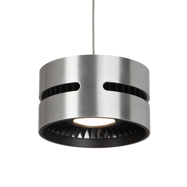 Sleek Drum LED Pendant in Brushed Nickel - Adjustable Height