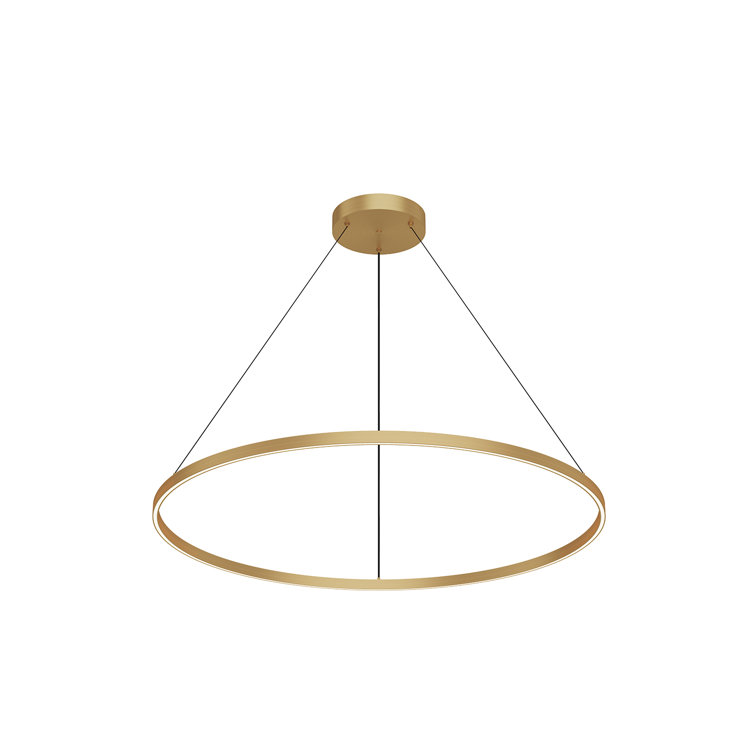 Brushed Gold Circular LED Pendant Light with Aluminum Frame