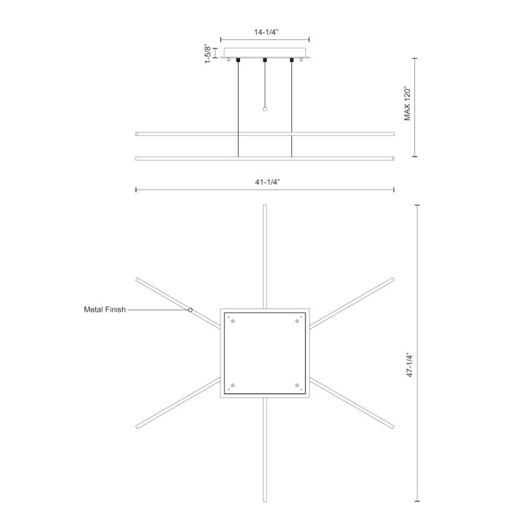 Vega Minor Sleek Aluminum 41'' LED Linear Kitchen Pendant - White