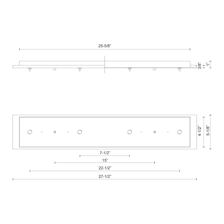 Brushed Nickel Linear Pendant Light Canopy with Glass