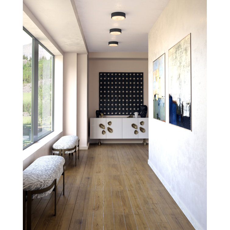 Blanco Polished Nickel and Glass LED Drum Flush Mount