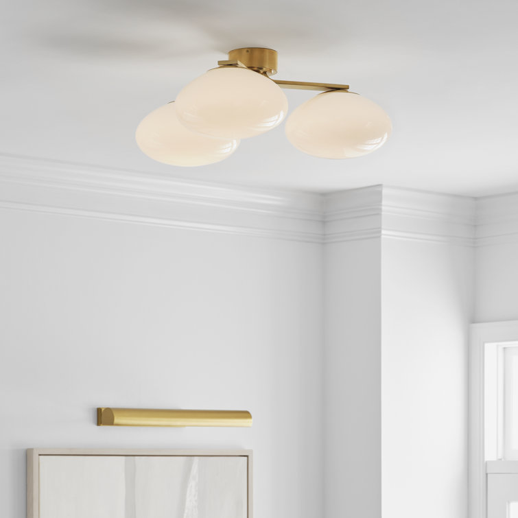 Marisol Soft Brass 3-Light LED Flush Mount with Glass Shades