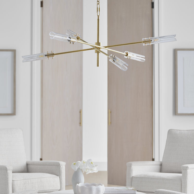 Casoria Antique Brass 6-Light Crystal Chandelier, 15"x45.75"