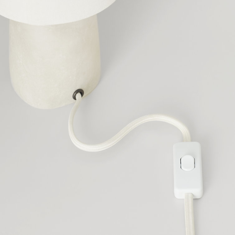 Alabaster Cordless Outdoor LED Table Lamp with Linen Shade