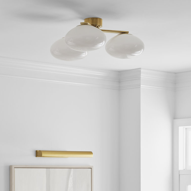Marisol Soft Brass 3-Light LED Flush Mount with Glass Shades