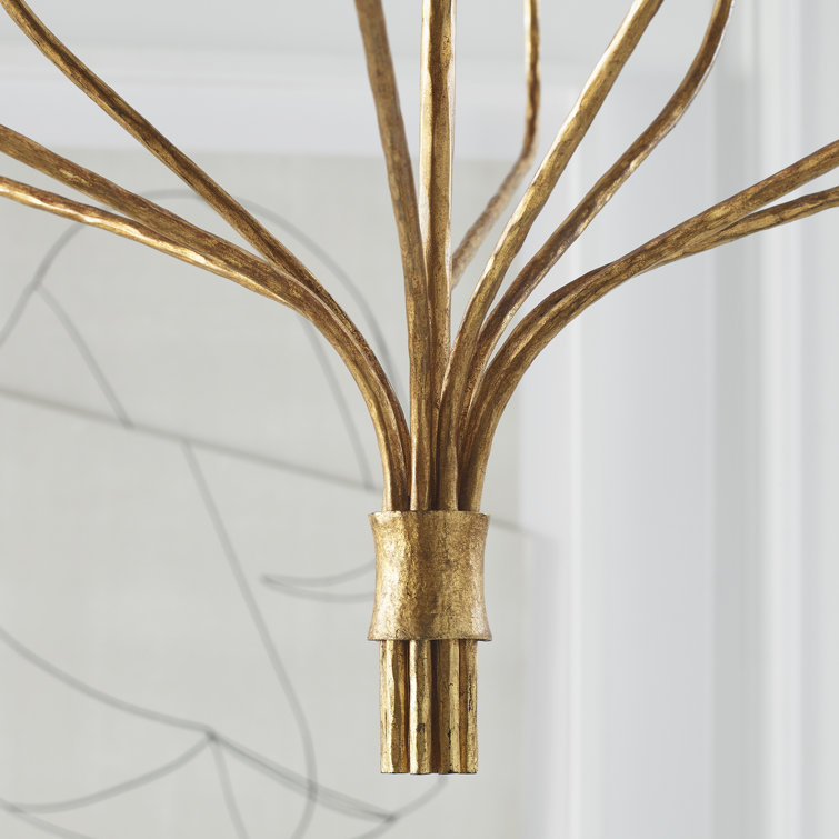 Gilded Iron 9-Light Candle Chandelier with Crystal Accents
