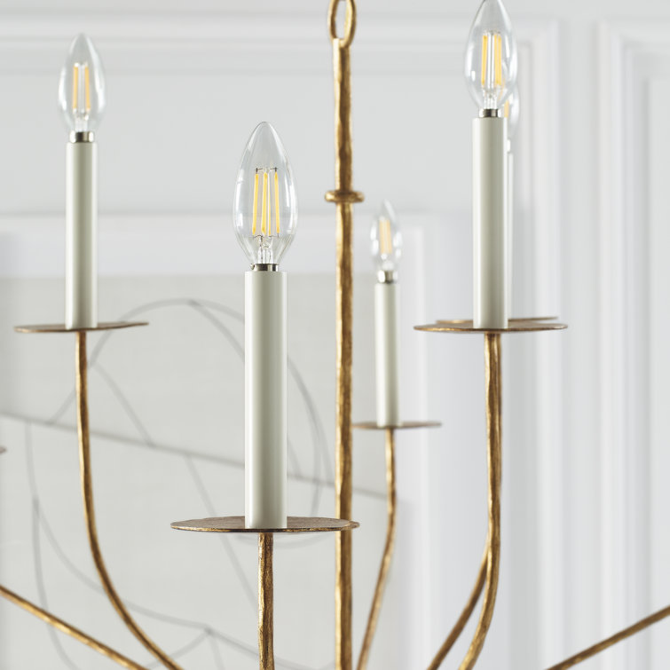 Gilded Iron 9-Light Candle Chandelier with Crystal Accents