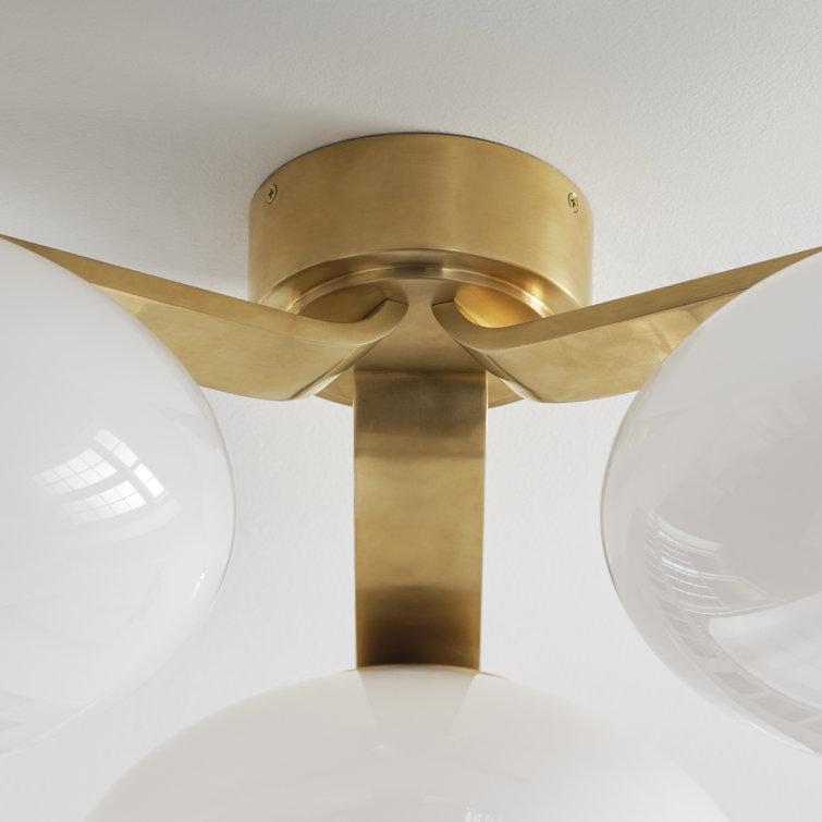 Marisol Soft Brass 3-Light LED Flush Mount with Glass Shades