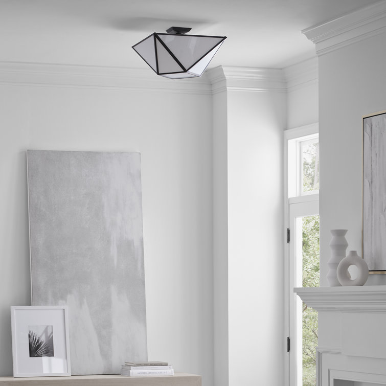 Lorino Bronze LED Semi-Flush Mount with Glass Shade