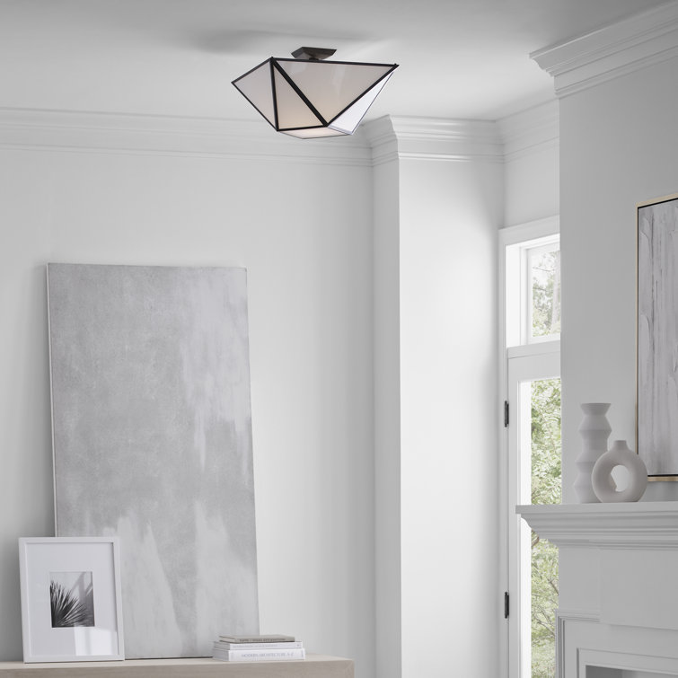 Lorino Bronze LED Semi-Flush Mount with Glass Shade