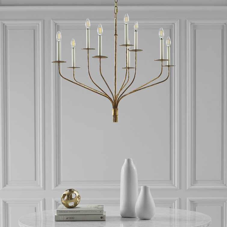 Aged Iron 2-Tier Crystal Candle Chandelier, 29.5" Height