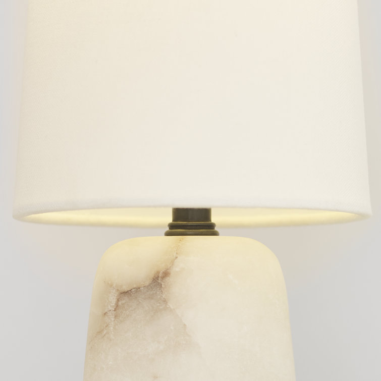 Alabaster Cordless Outdoor LED Table Lamp with Linen Shade