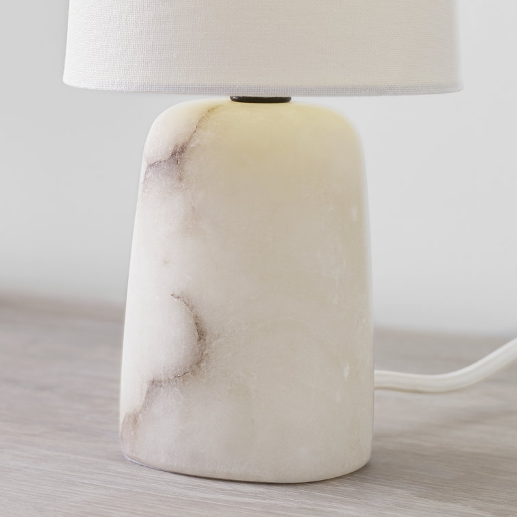 Alabaster Cordless Outdoor LED Table Lamp with Linen Shade