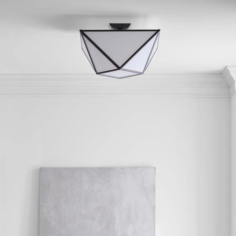Lorino Bronze LED Semi-Flush Mount with Glass Shade