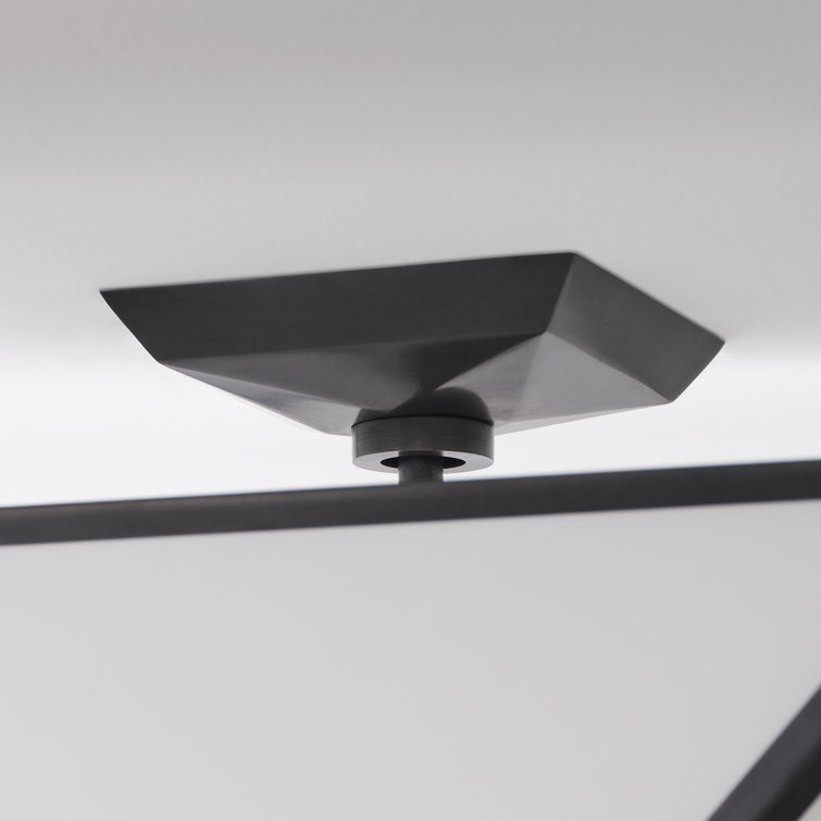 Lorino Bronze LED Semi-Flush Mount with Glass Shade