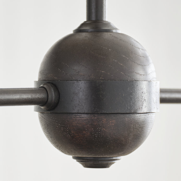Aged Iron and Ebonized Oak 62" Crystal LED Pendant Light