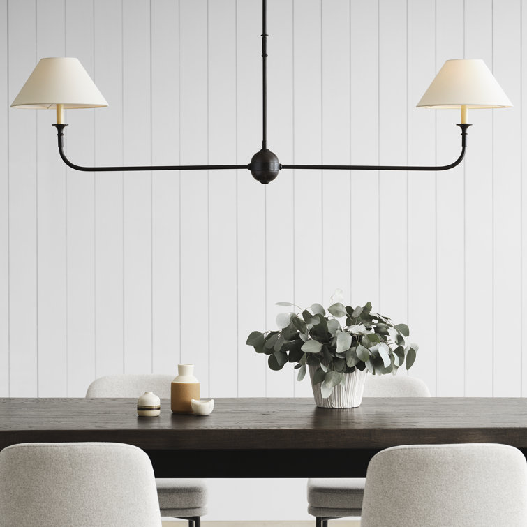 Aged Iron and Ebonized Oak 62" Crystal LED Pendant Light