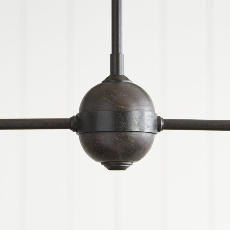 Aged Iron and Ebonized Oak 62" Crystal LED Pendant Light