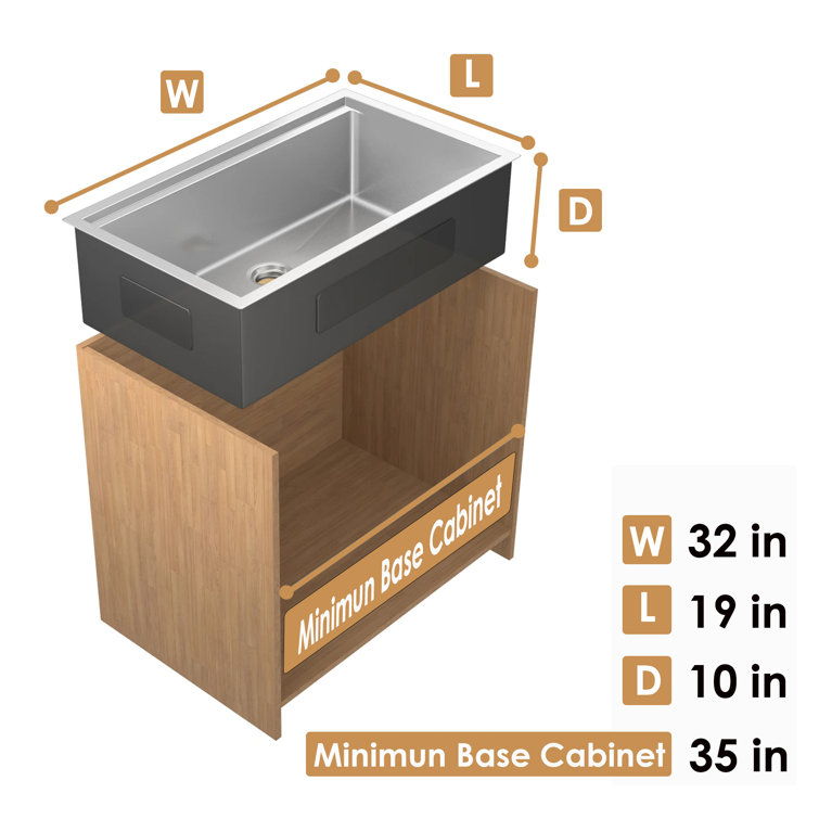 32" Stainless Steel Drop-in Single Bowl Workstation Kitchen Sink
