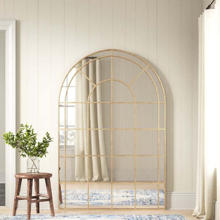 Antiqued Gold Arched Full Length Wall Mirror