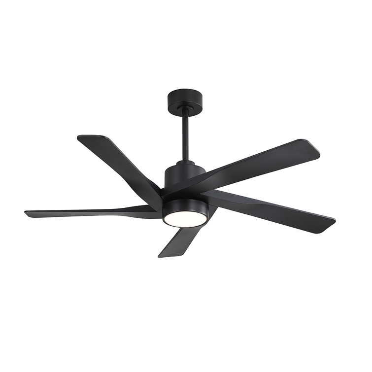 54" Matte Black Ceiling Fan with Light and Remote Control